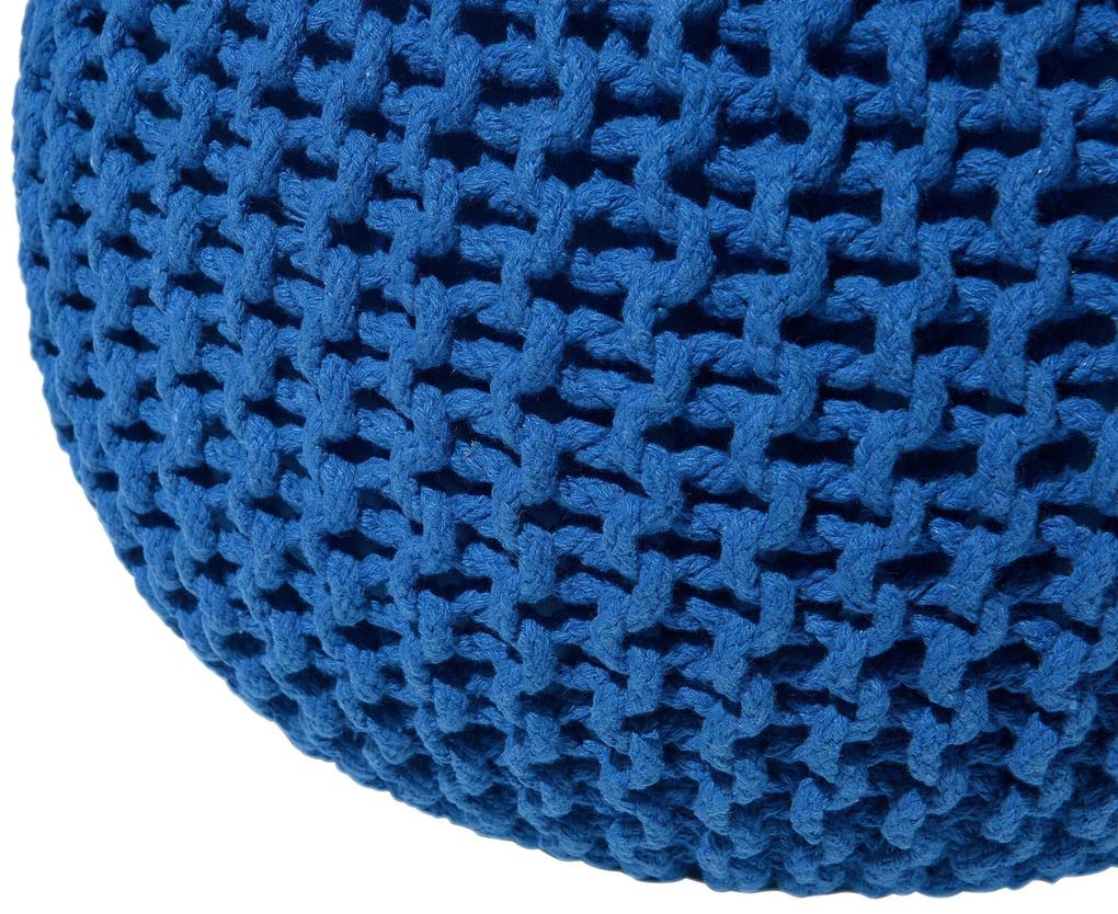 Pufe redondo em tricot azul 50 x 35 cm CONRAD Beliani
