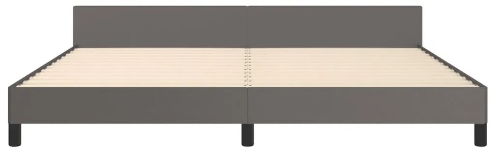 Estrutura cama c/ cabeceira 200x200cm couro artificial cinzento