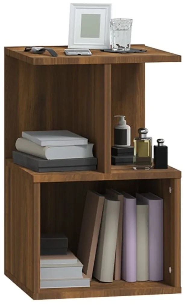 Mesa cabeceira 2pcs 35x35x55cm deriv. madeira carvalho castanho
