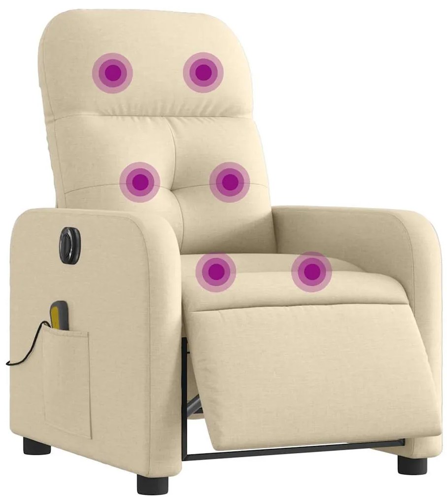Poltrona de massagens reclinável elétrica tecido creme