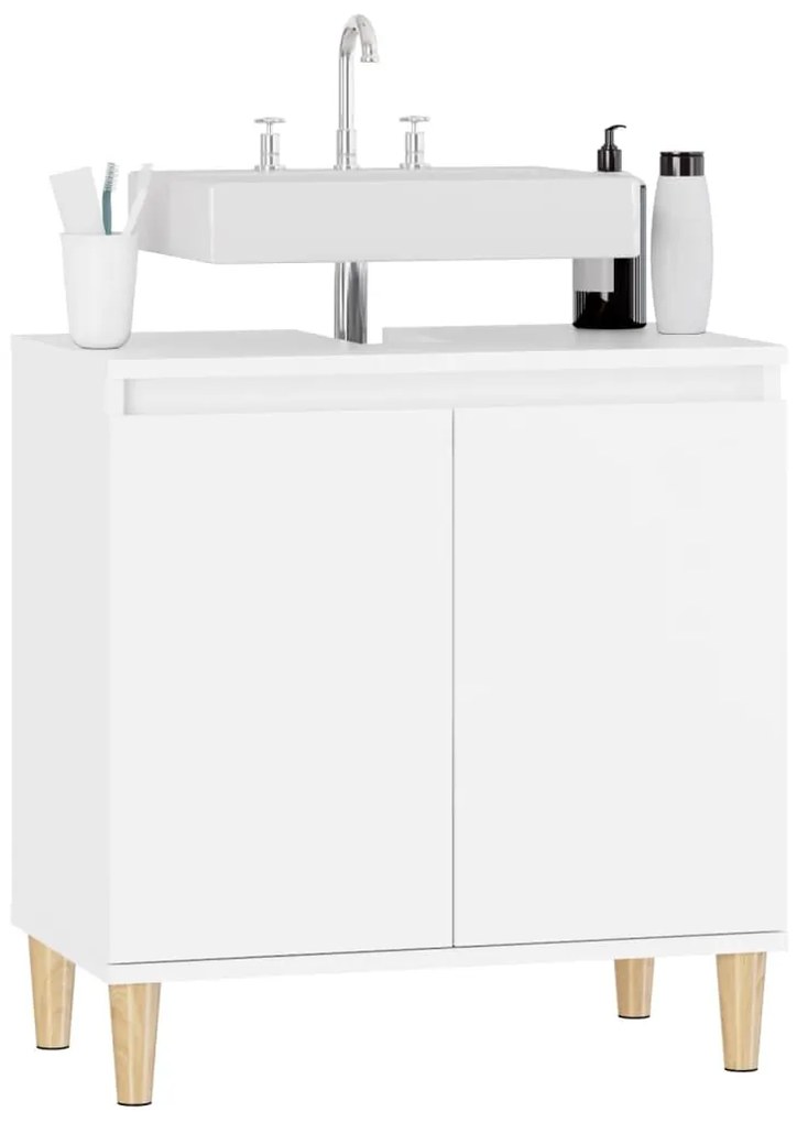 Armário de lavatório 58x33x60 cm derivados de madeira branco