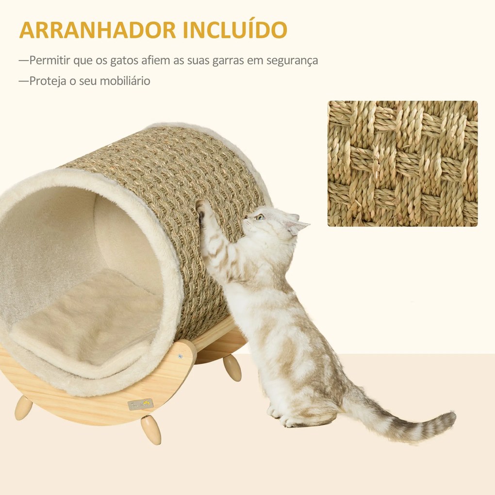 PawHut Cama Elevada para Gatos Caverna para Animais de Estimação Aparê