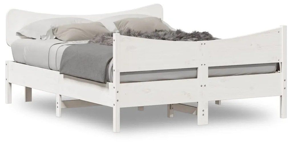 vidaXL Cama sem colchão 140x190 cm madeira de pinho maciça branco
