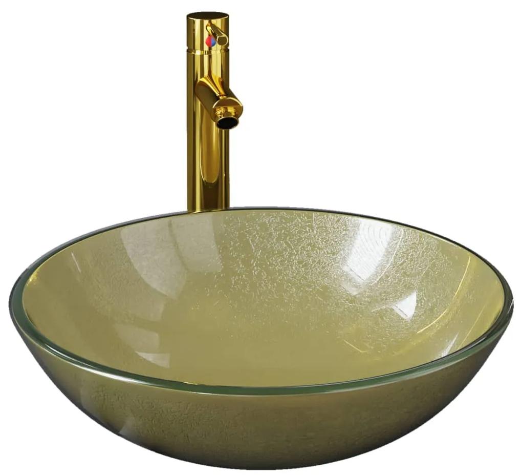 Lavatório torneira válvula click-clack vidro temperado dourado