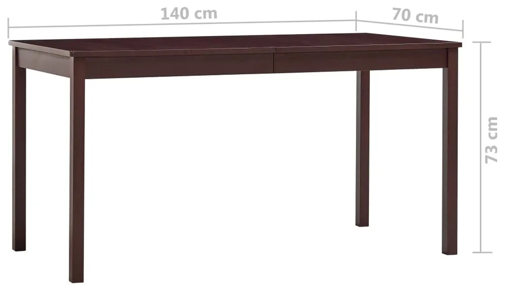 Mesa de jantar 140x70x73 cm madeira de pinho castanho-escuro