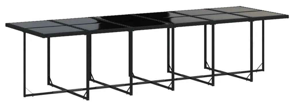 17 pcs conjunto de jantar p/ jardim c/ almofadões vime PE preto