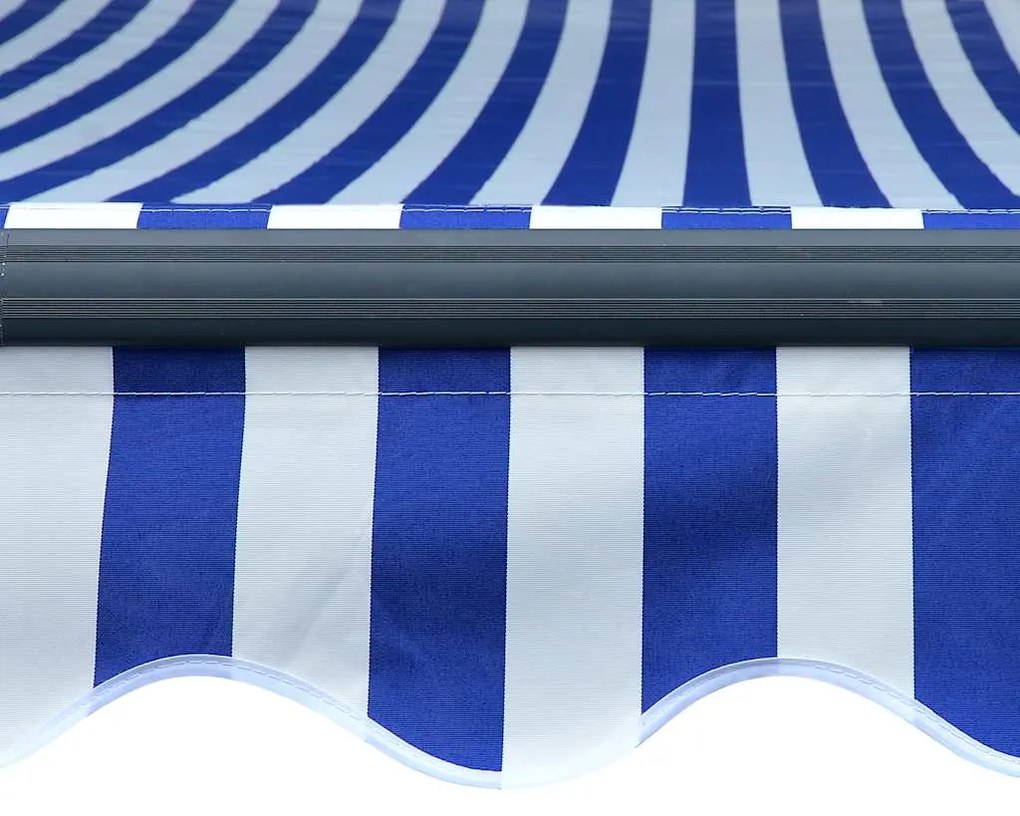 Toldo retrátil manual com LED 300x250 cm azul e branco