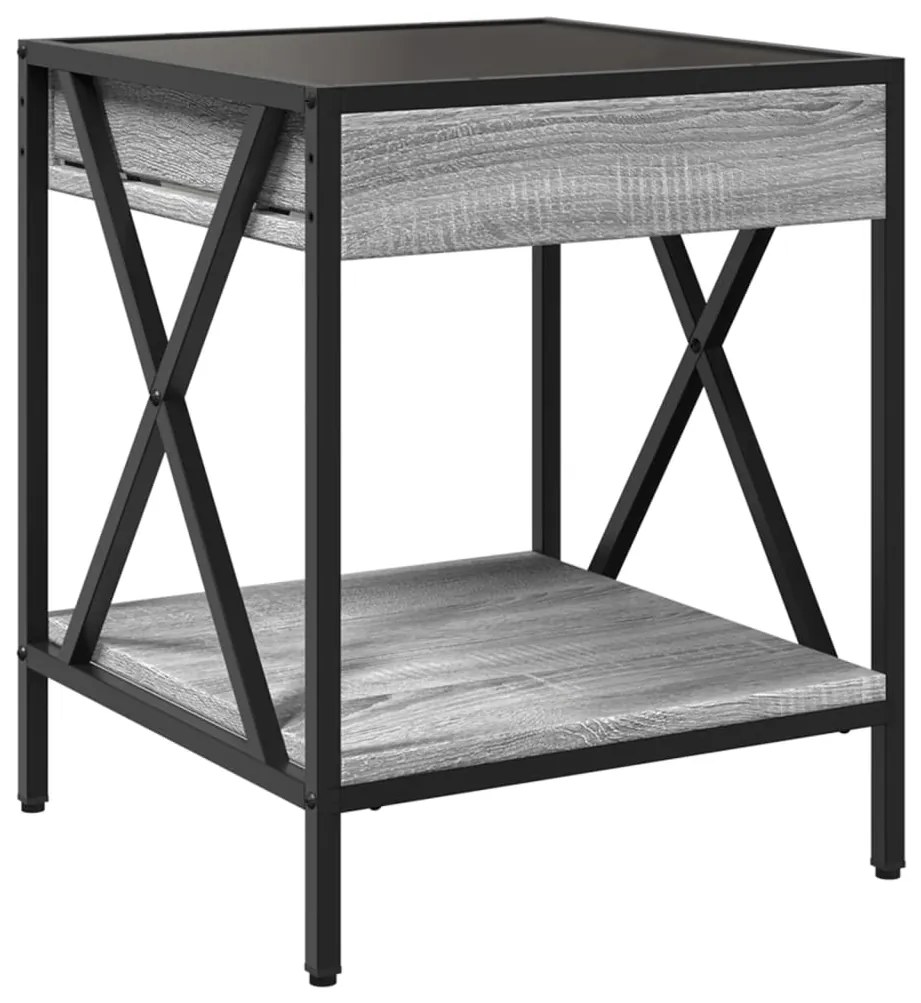 Mesa de centro luzes LED Infinity 40x40x49 cm cinzento sonoma