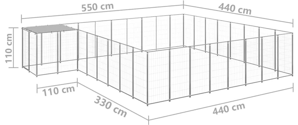 Canil 20,57 m² aço prateado