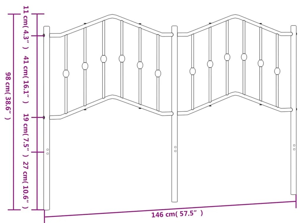 Cabeceira de cama 140 cm metal preto