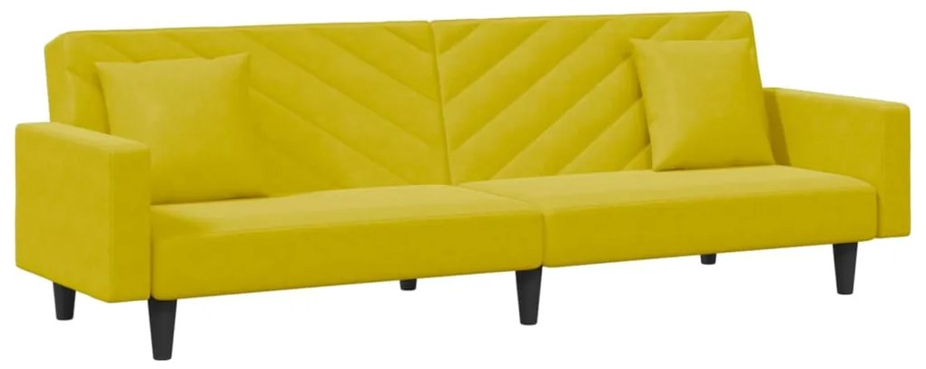 2 pcs conjunto de sofás com almofadas veludo amarelo