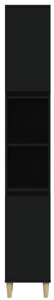 Armário casa de banho 30x30x190 cm derivados de madeira preto