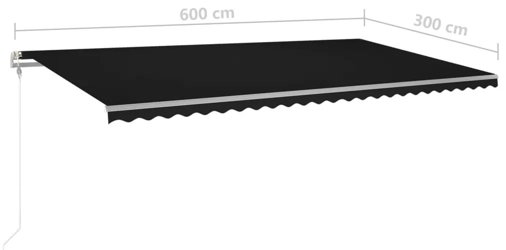 Toldo retrátil manual com postes 6x3 m antracite