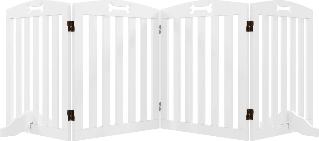 Barreira de Segurança para Cães Pequenos e Médios 207,5x30x61 cm Dobrável com Pés Amovíveis para Escada Corredor Branco
