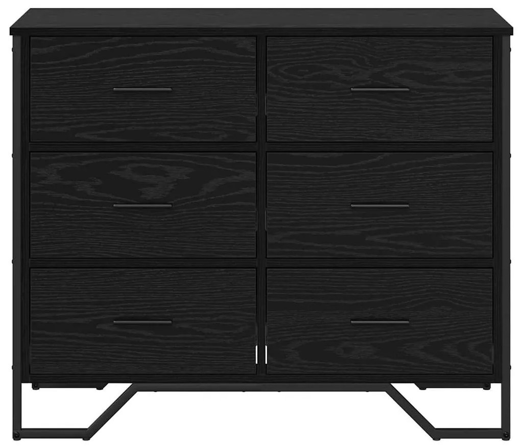 Baú de Gavetas Carvalho Preto 91x35.5x74.5 cm Madeira Engenheirada