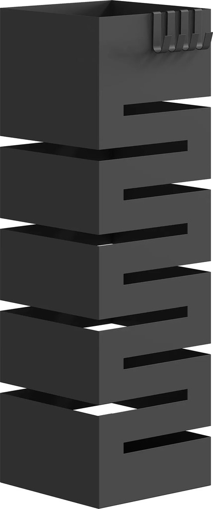 HOMCOM Suporte para Guarda-chuvas Suporte Metálico para Guarda-chuvas Suporte de Pé com Ganchos Espaço para 8 Guarda-chuvas Preto | Aosom Portugal