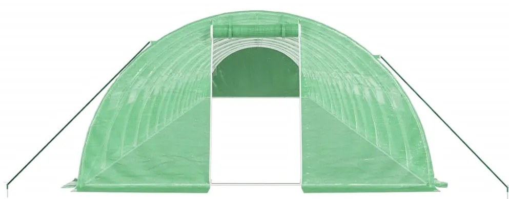 Estufa com estrutura de aço 64 m² 16x4x2 m verde