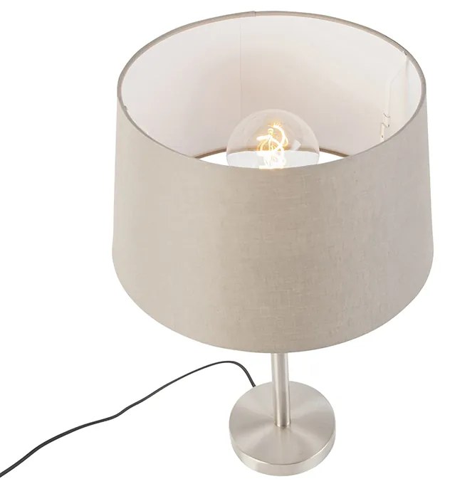 Candeeiro de mesa moderno em aço com cúpula bege 35 cm - Simplo Moderno