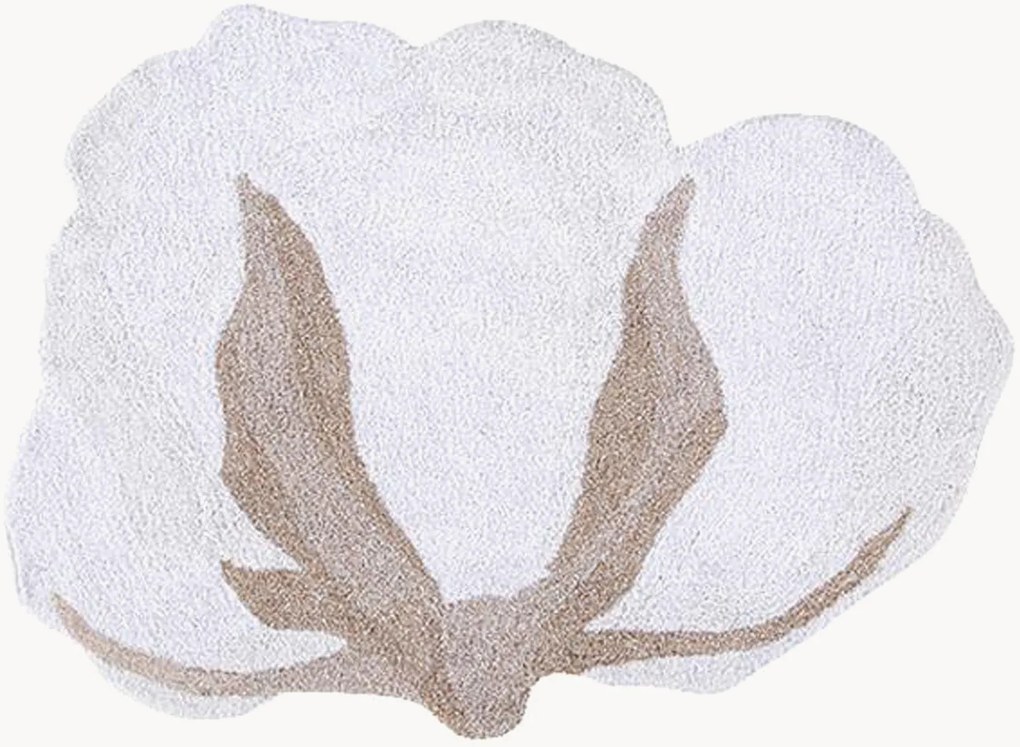 Tapete infantil lavável artesanal em algodão com forma orgânica e pelo curto Cotton Flower