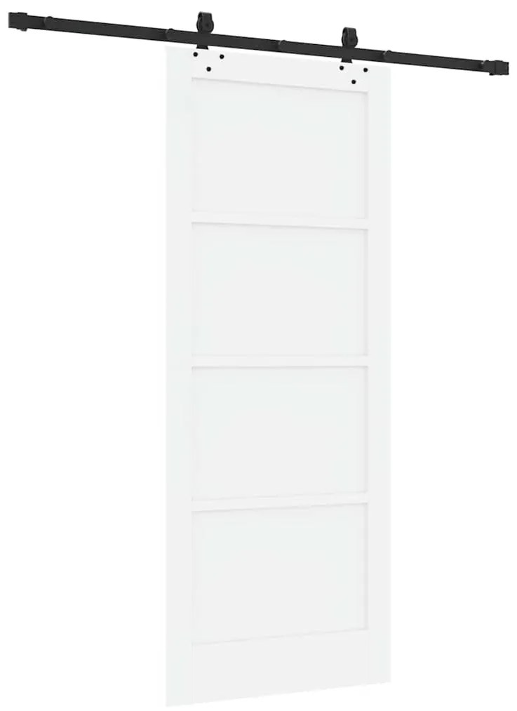 Porta Deslizante vidaXL com Conjunto de Ferragens Branca 83x202 cm Mad