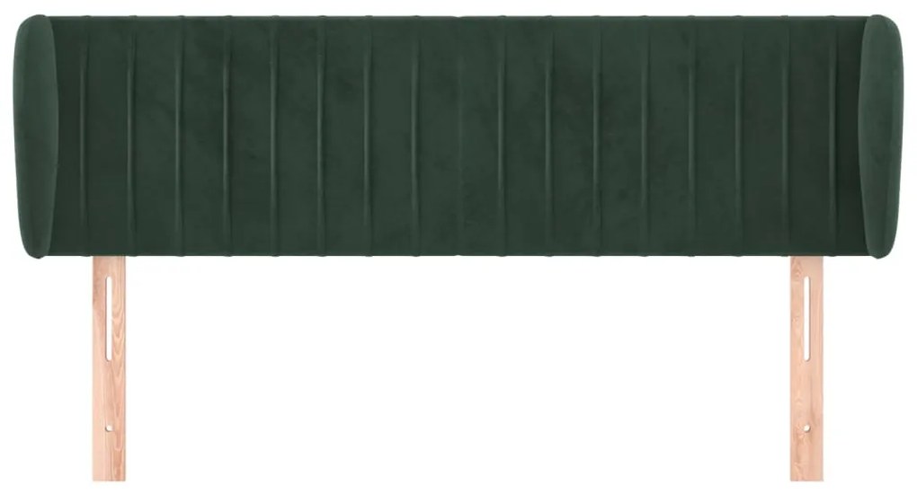 Cabeceira de cama c/ abas veludo 147x23x78/88cm verde-escuro
