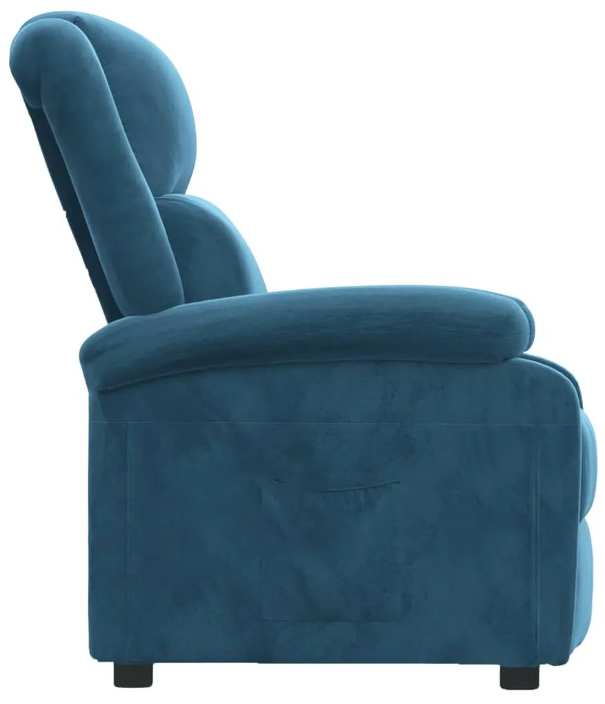 Poltrona reclinável veludo azul