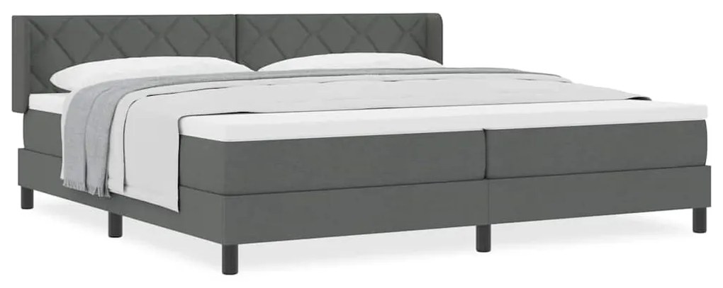 Cama Box com Colchão em Cinza Escuro, 200x200 cm, Tecido.