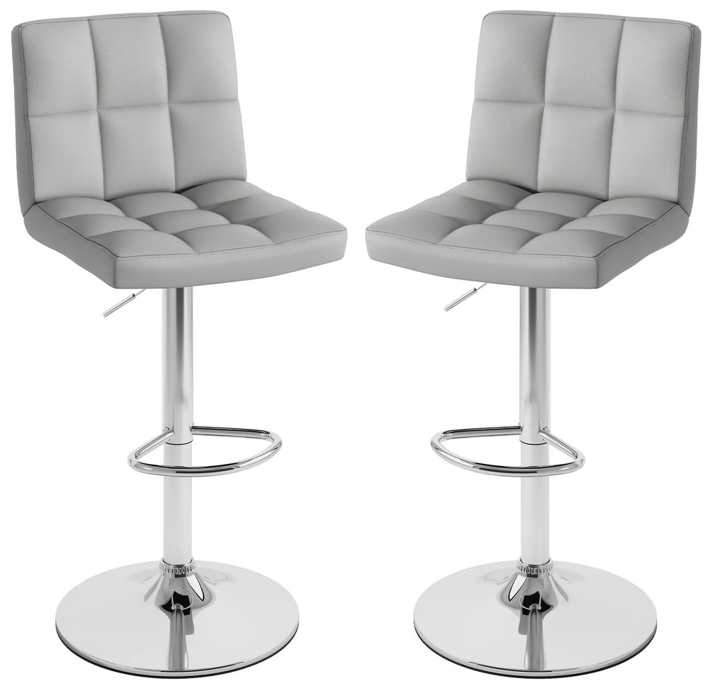 Banco de bar giratório com altura ajustável em couro PU para casa - Branco