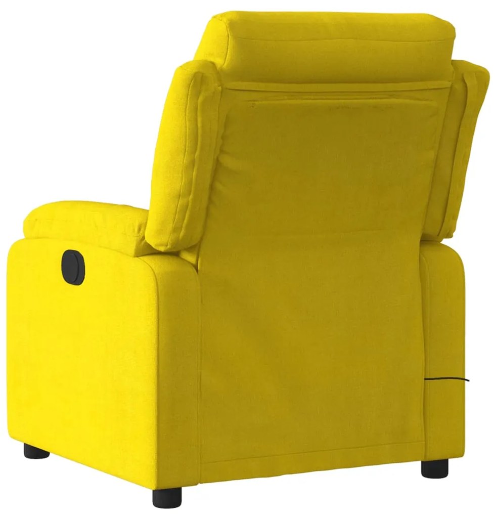 Poltrona de massagens reclinável elétrica veludo amarelo