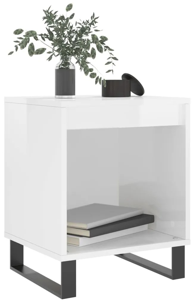 Mesa de cabeceira 2 pcs derivados de madeira branco brilhante