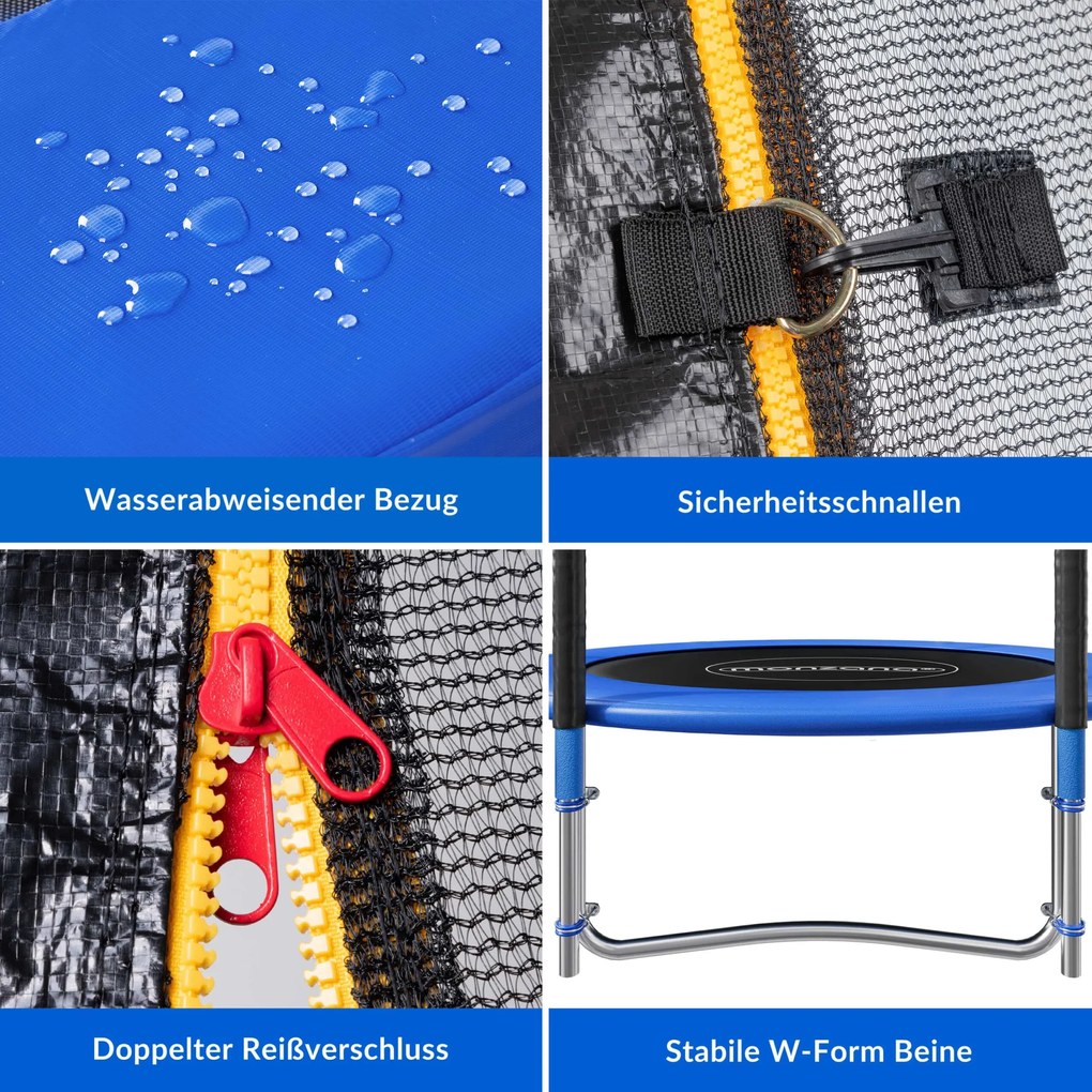Trampolim Ø244 cm com rede de segurança TÜV Rheinland Azul
