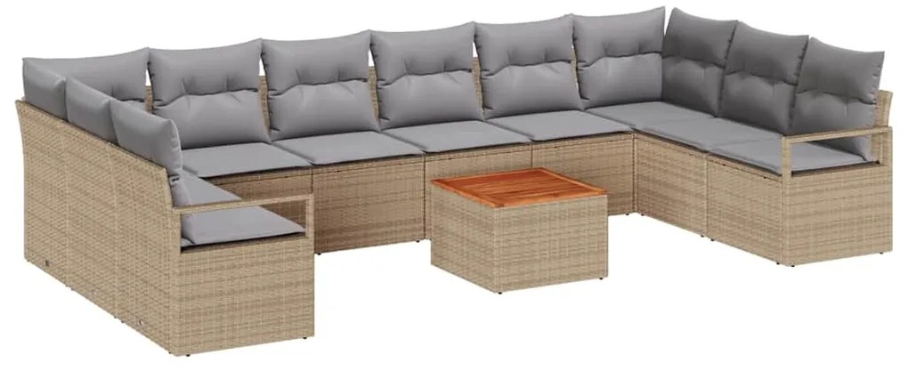 Conjunto de Sofás de Jardim 11 pcs Bege, cinza claro Médio