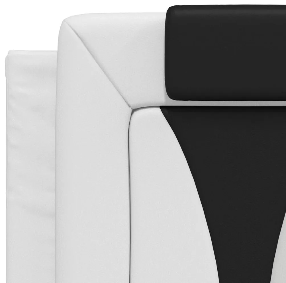 Estrutura cama c/ cabeceira couro artif. 140x190cm branco/preto