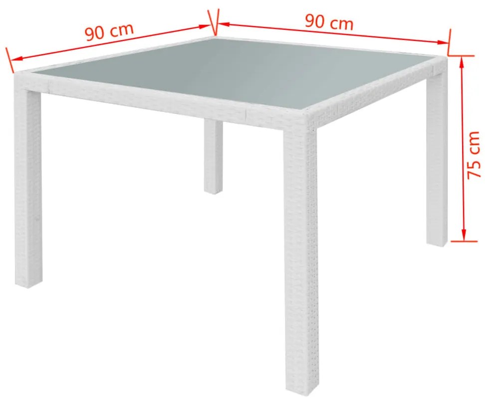5 pcs conjunto de jantar para exterior vime branco nata