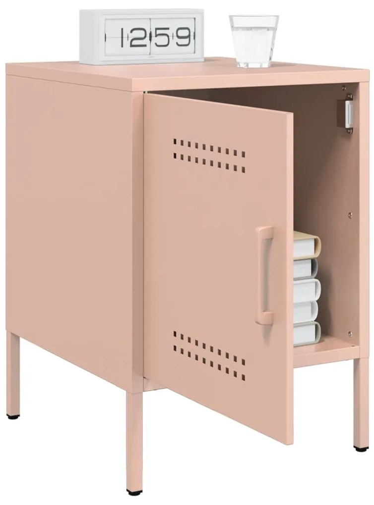 Mesas de cabeceira 2 pcs 36x39x50,5 cm aço rosa