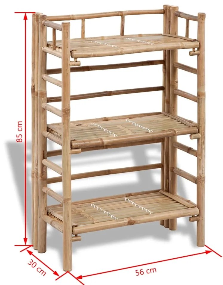 Rack para Plantas em Bambu 3 Níveis