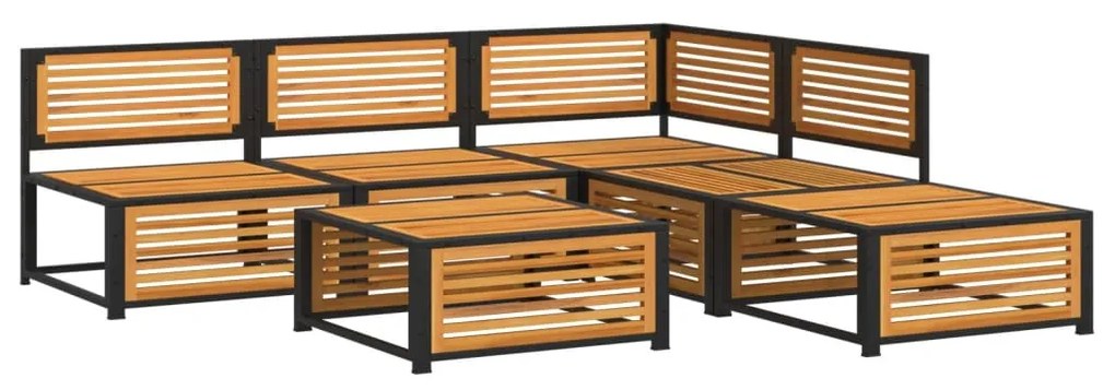 6 pcs conjunto de sofás de jardim com almofadões acácia maciça