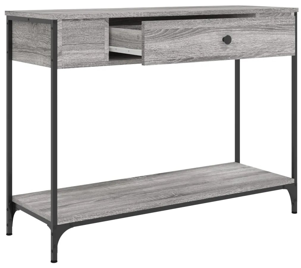 Mesa consola 100x34,5x75cm derivados de madeira cinzento sonoma