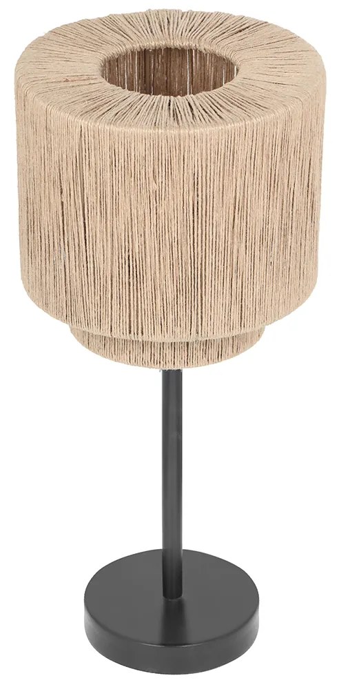 Candeeiro de mesa Japandi preto com corda castanha - Smilla