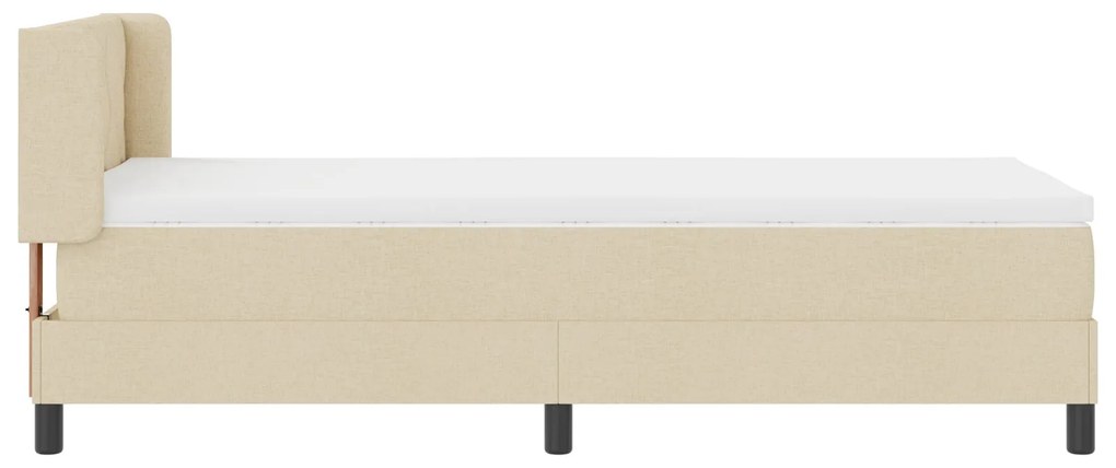 Cama Box Spring vidaXL com Colchão Creme 90x190 cm Tecido, Cabeceira v