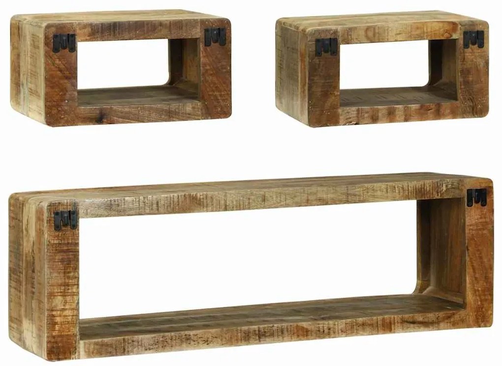 Conjunto de Estantes para TV de 3 Peças em Madeira Maciça de Mangueira