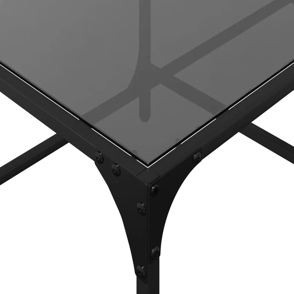 Mesa de centro com topo em vidro preto 98,5x50x40 cm aço