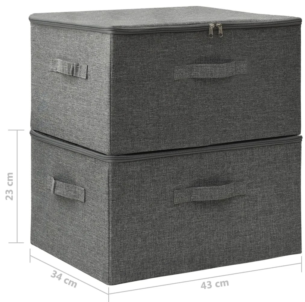 Caixas de arrumação 2 pcs 43x34x23 cm tecido antracite