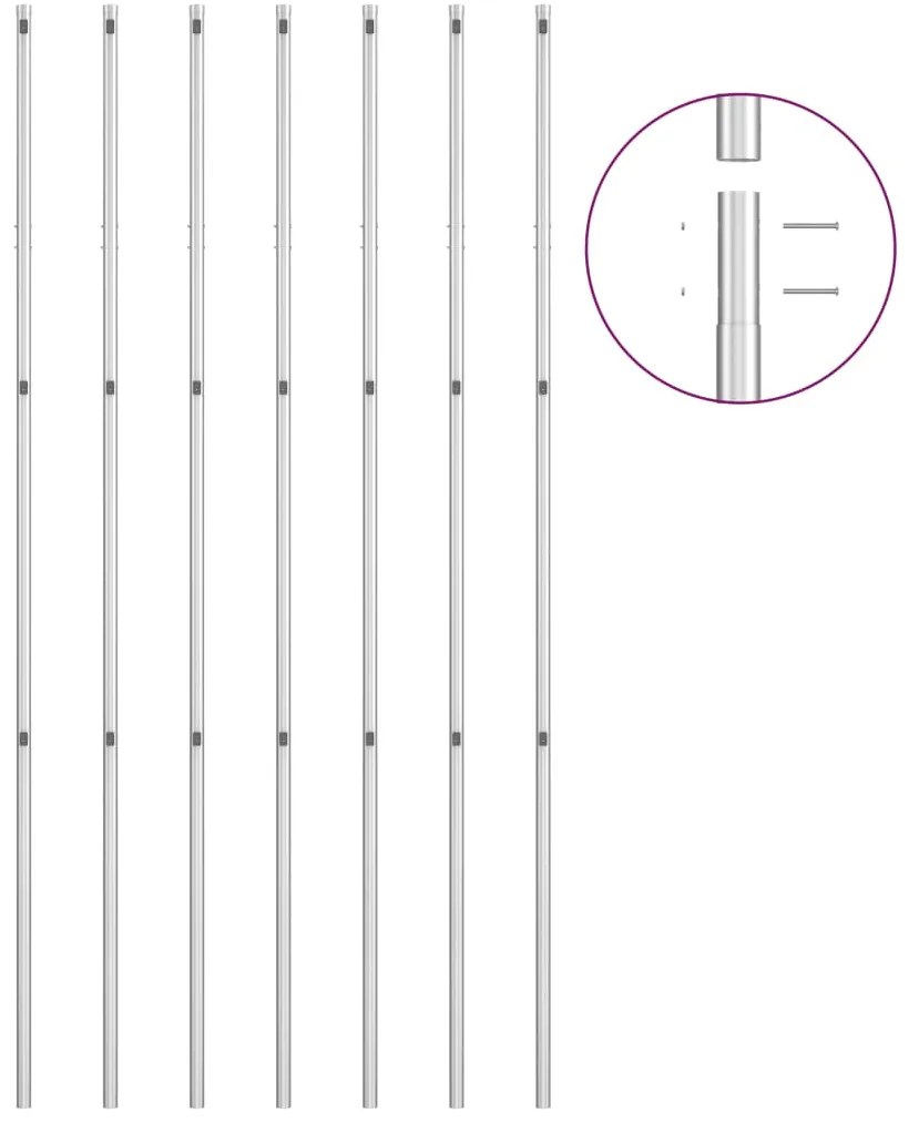 Cerca de arame com postes 15x1,5 m aço galvanizado prateado