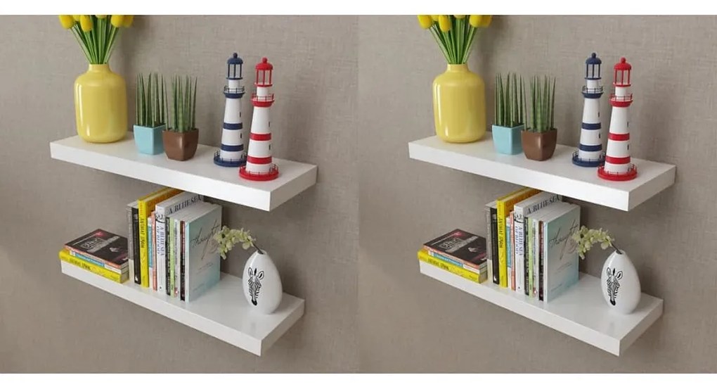 vidaXL Prateleiras de parede 4 pcs branco 60 cm