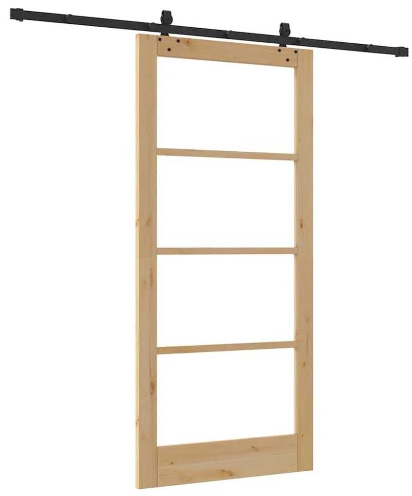 Porta Deslizante vidaXL com Conjunto de Hardware 93x202 cm Madeira Sól