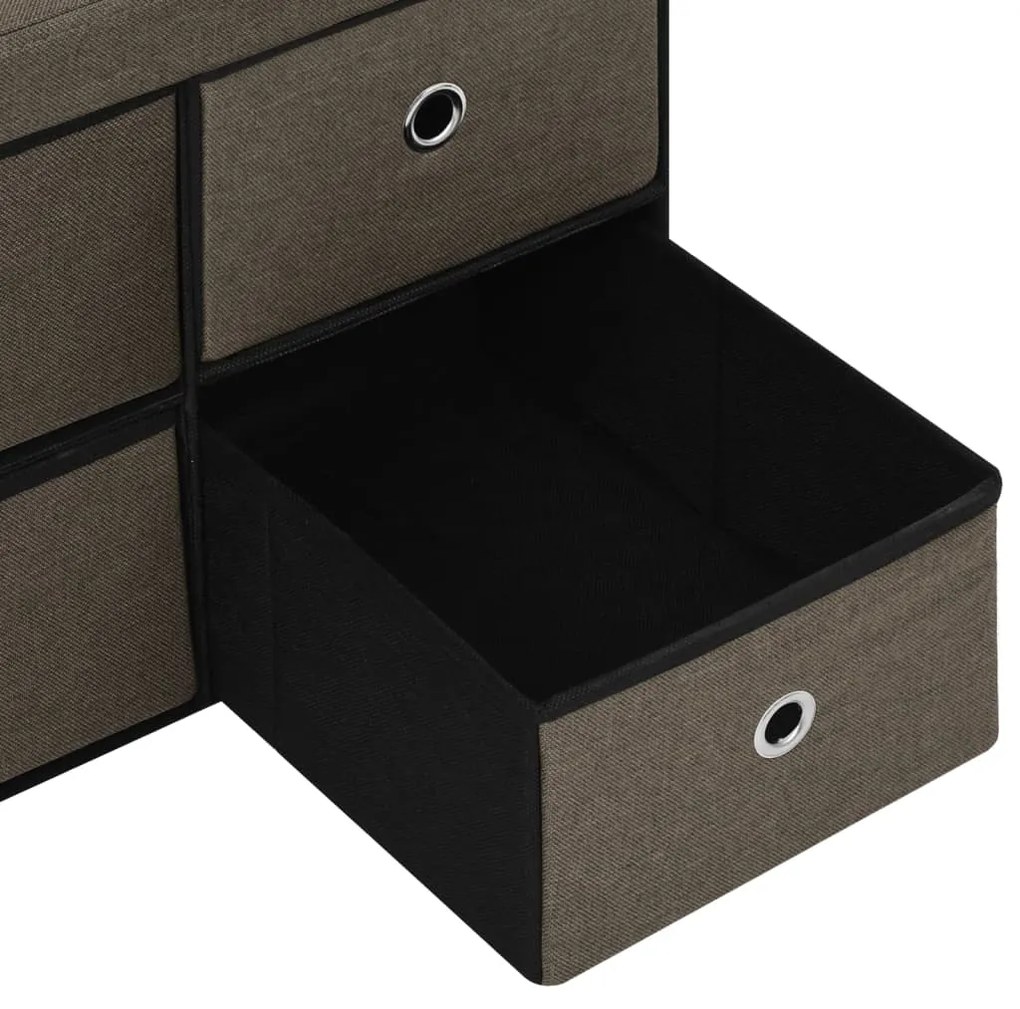 Banco de arrumação dobrável 76x38x38 cm linho falso castanho