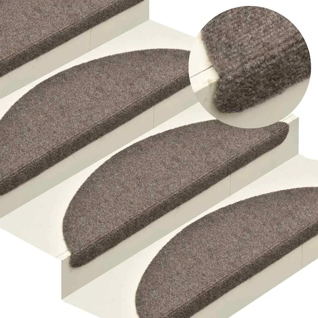 Tapetes de escada autoadesivos 30 pcs 65x21x4 cm creme