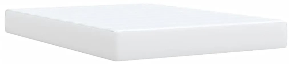 Cama com molas/colchão 160x200 cm couro artificial branco