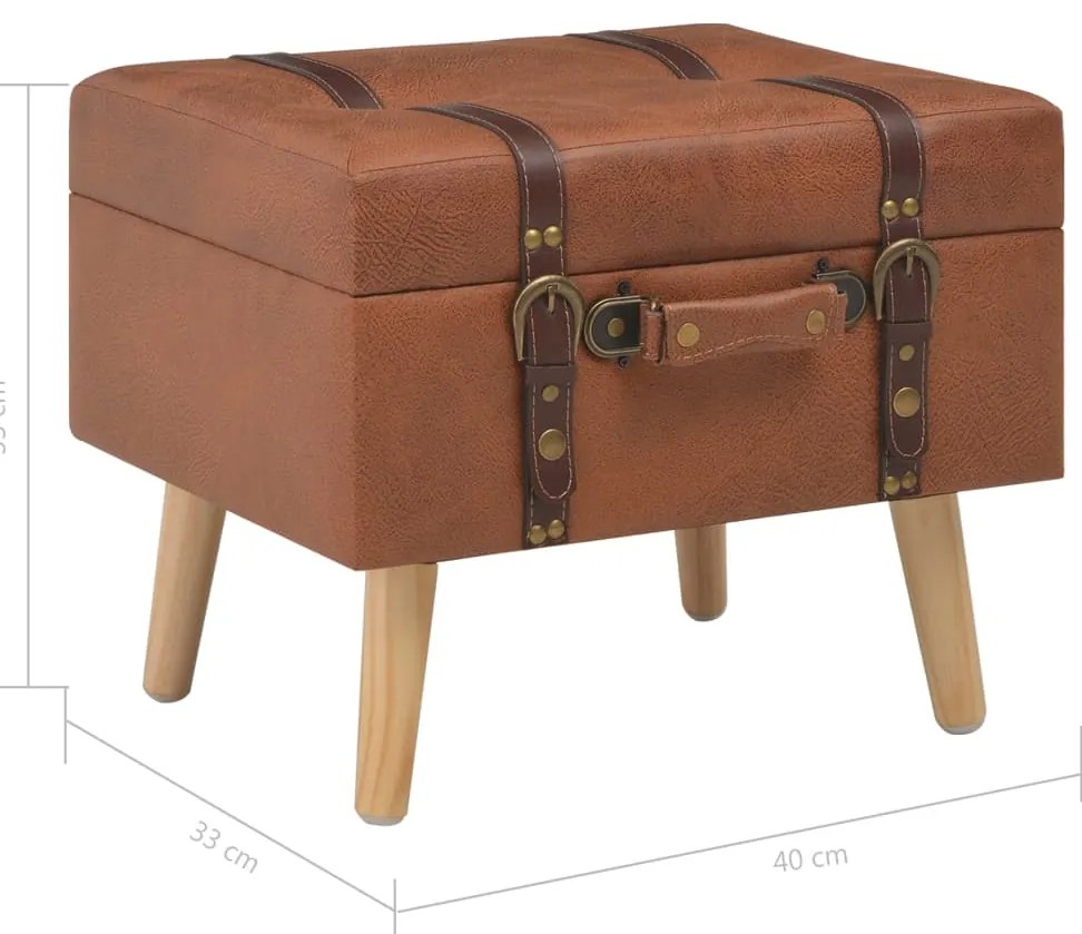 Banco de arrumação 40 cm couro artificial bronze